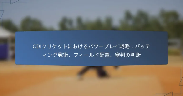 ODIクリケットにおけるパワープレイ戦略：バッティング戦術、フィールド配置、審判の判断