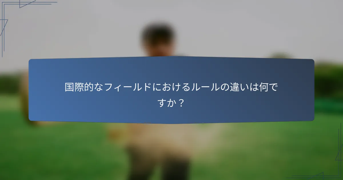 国際的なフィールドにおけるルールの違いは何ですか？