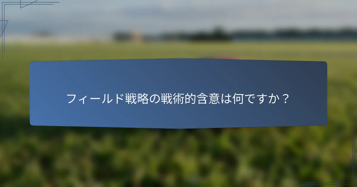 フィールド戦略の戦術的含意は何ですか？