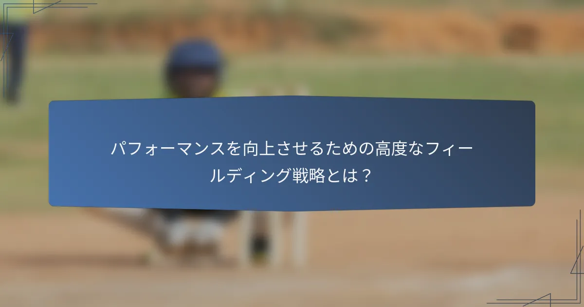 パフォーマンスを向上させるための高度なフィールディング戦略とは？